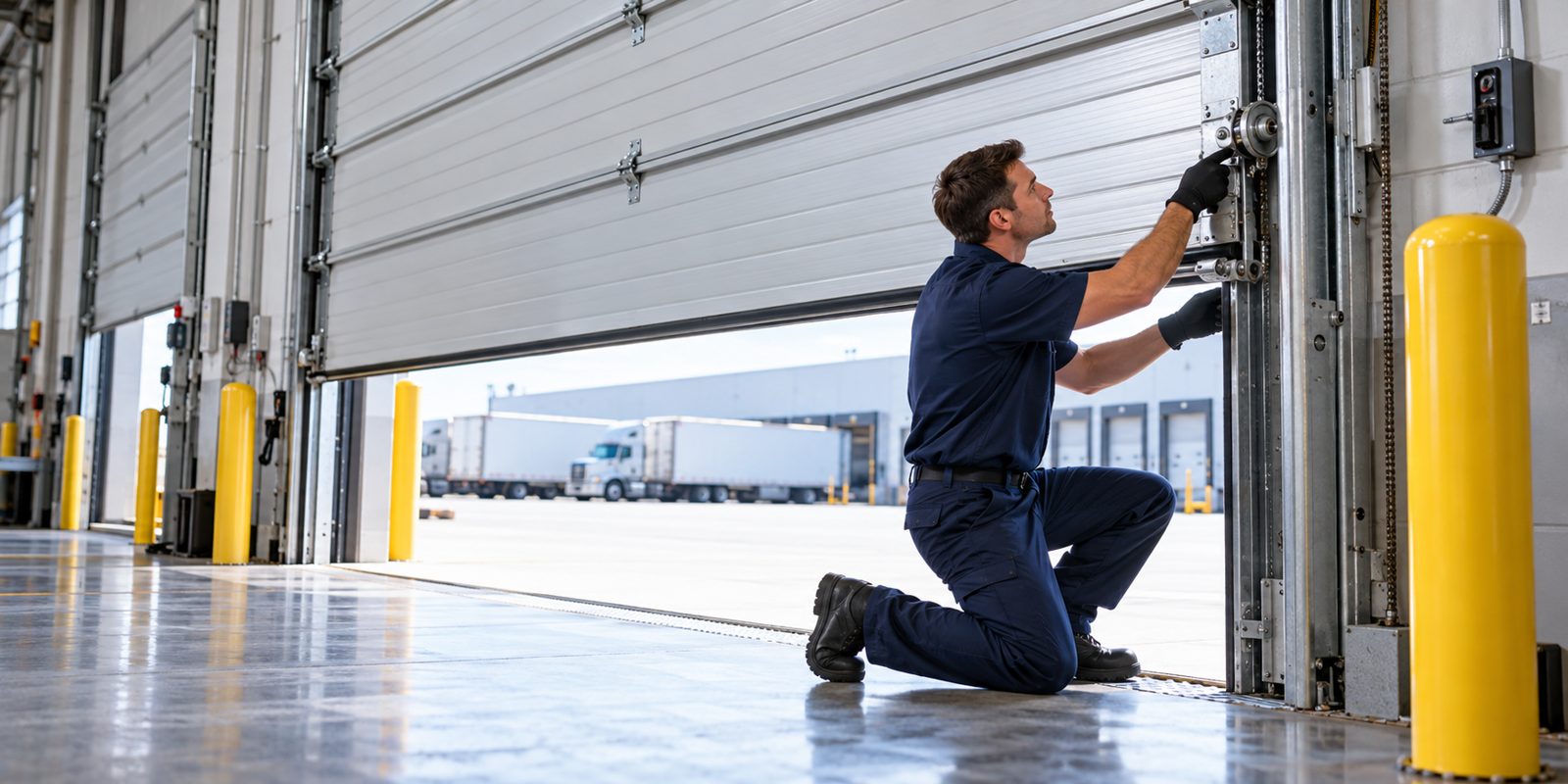 Illustrative overhead door service at a commercial property