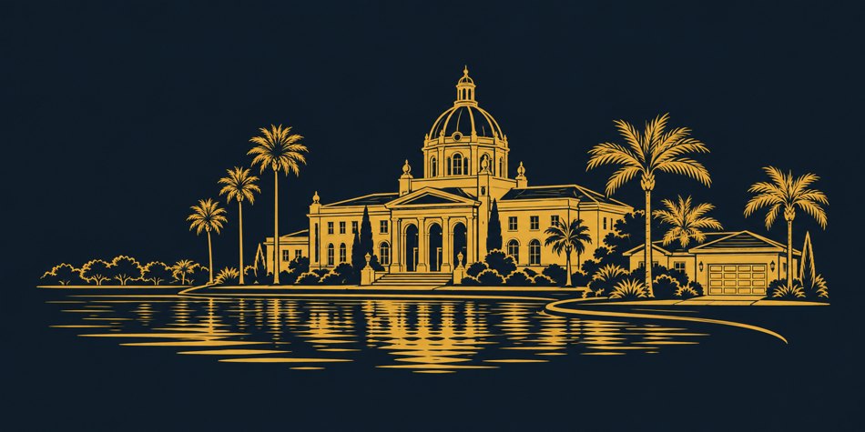 Illustrated Florida scene representing Lakeland